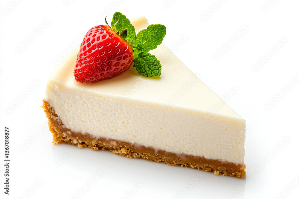 a piece of cheesecake with a strawberry on top a piece of cheesecake with a strawberry on top