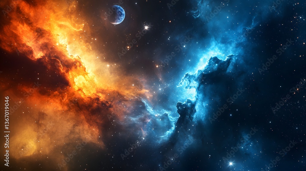 Fototapeta premium Galactic masterpiece electrifying nebula over cosmic landscape