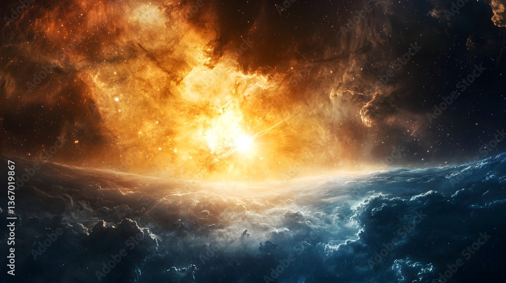 Fototapeta premium Cosmic radiance carving through the infinite expanse of space