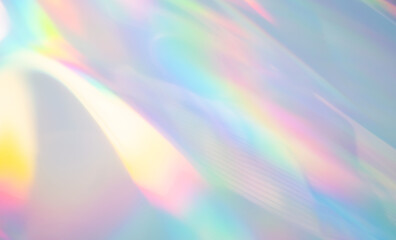Blurred refraction light texture overlay effect. Holographic rainbow background.