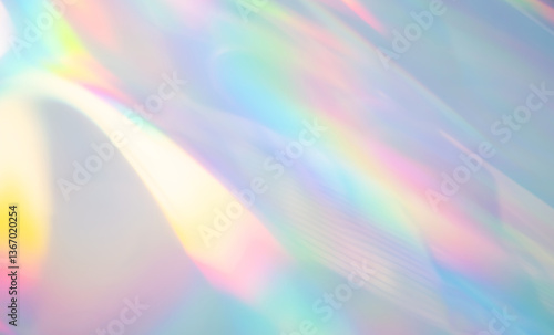 Blurred refraction light texture overlay effect. Holographic rainbow background.