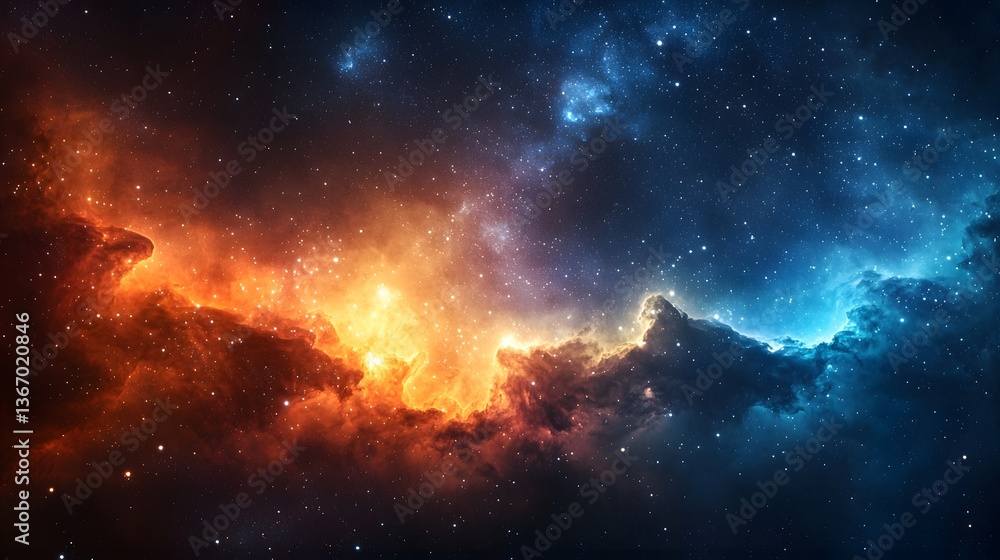 Fototapeta premium Spectacular cosmic environment celestial rift with brilliant gas clouds