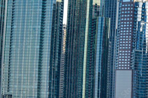 Obraz na płótnie Downtown Chicago skyscrapers at sunset w salonie