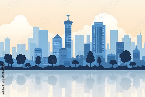 Flat Vector Illustration in Blue Tones