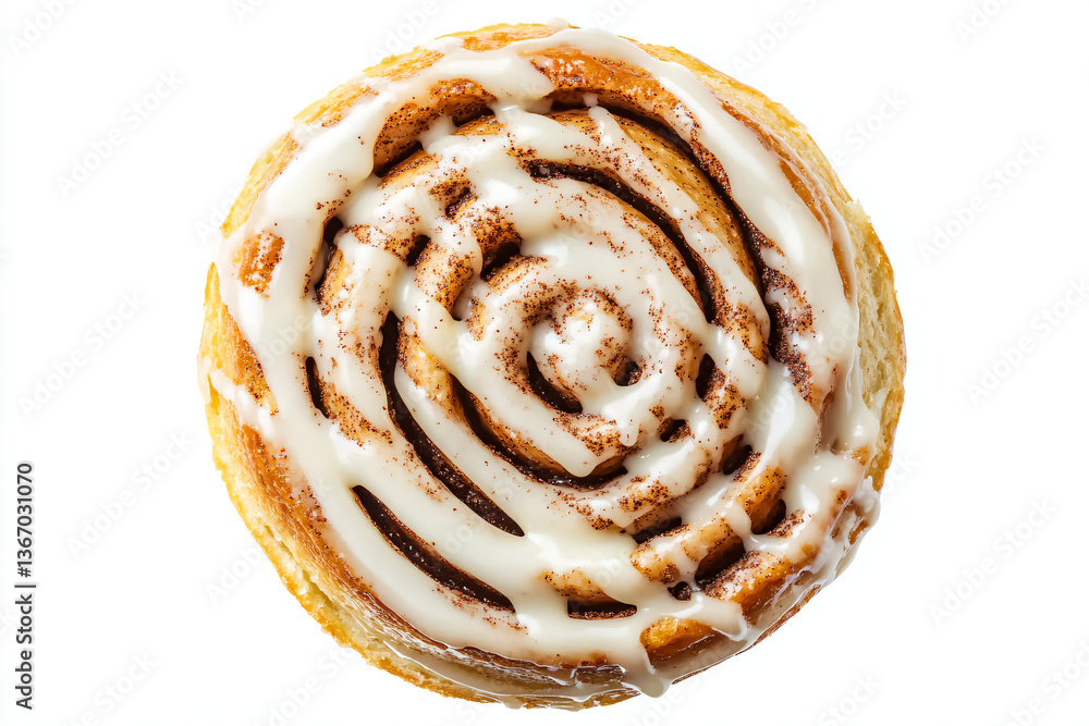 Fototapeta premium a cinnamon roll with icing and cinnamon sprinkles