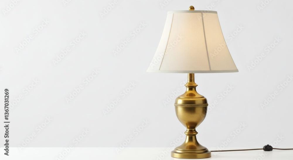 Classic brass table lamp with white shade - elegant stock photography for traditional home decor and interior design, perfect for showcasing classic lighting fixtures Classic brass table lamp with white shade - elegant stock photography for traditional home decor and interior design, perfect for showcasing classic lighting fixtures