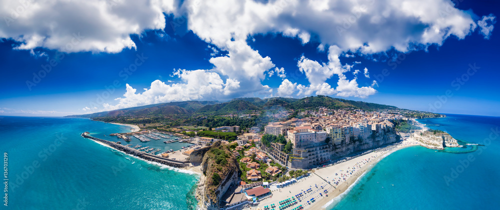 Panoramic aerial view of Tropea, Calabria - Italy
