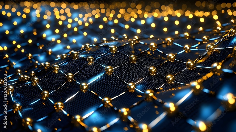 Obraz premium Abstract Glowing Microscopic Nanotechnology Background with Molecular Structures