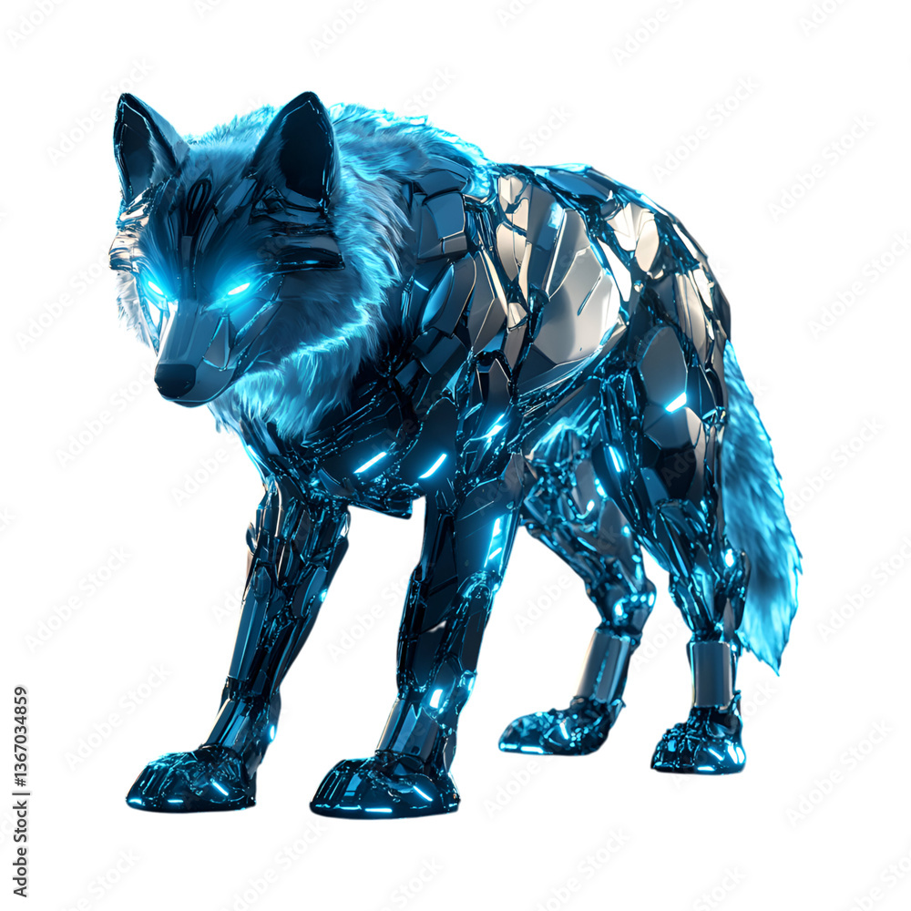 Blue Wolf with Glowing Eyes Isolated on Transparent Background Blue Wolf with Glowing Eyes Isolated on Transparent Background