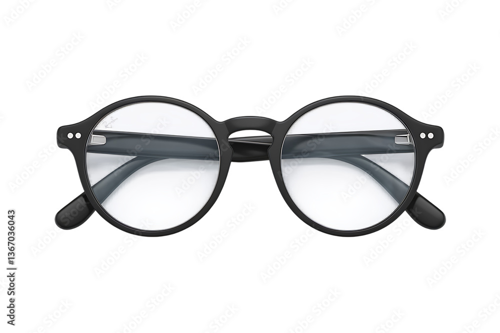 Stylish Black Round Eyeglasses for Everyday Use isolated on transparent background Stylish Black Round Eyeglasses for Everyday Use isolated on transparent background