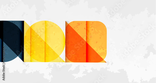 Squares, circles and triangles and grainy noisy texture. Vector Illustration For Wallpaper, Banner, Background, Card, Book Illustration, landing page