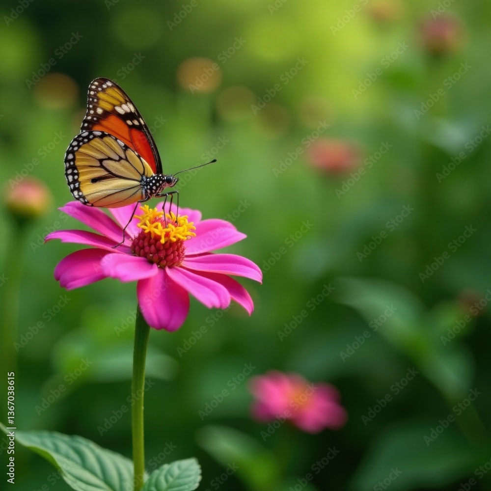 A butterfly perched on a flower petal, colorful, gentle, butterfly A butterfly perched on a flower petal, colorful, gentle, butterfly