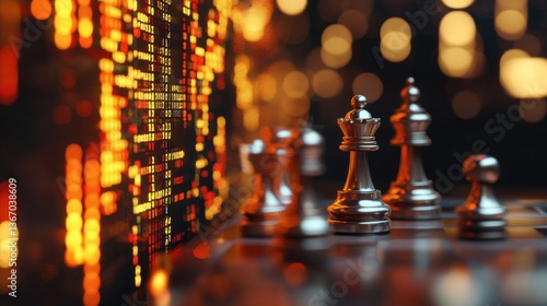 Wallpaper Mural Chess pieces on a digital board, strategic game in modern setting Torontodigital.ca