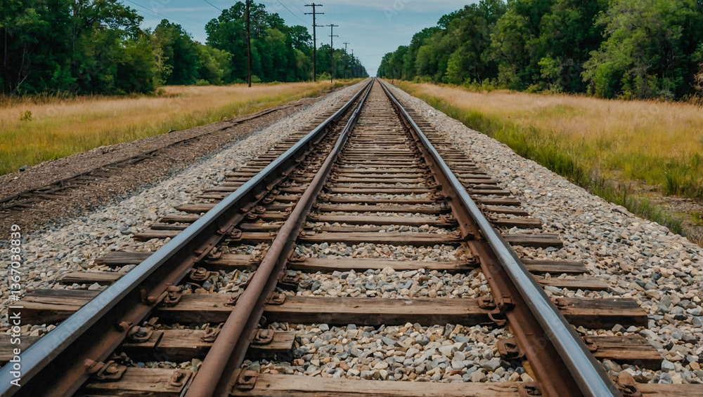 Obraz premium Empty railroad tracks extending into the horizon