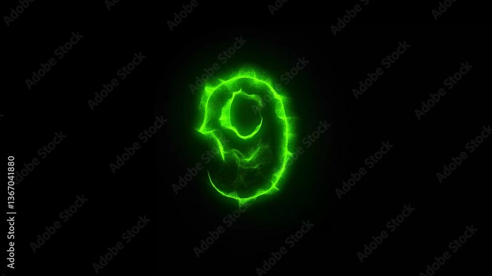 Particle trail text effect number 9 animation Particle trail text effect number 9 animation