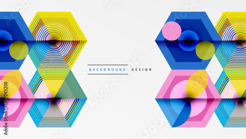 Hexagons, diamonds pattern. Geometric repeating hexagon background