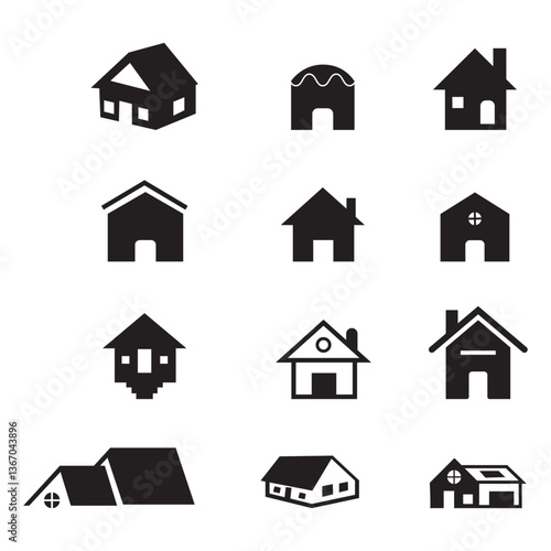 House Icons Set Real Estate Vector Illustration.