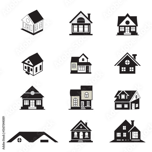 House Icons Set Real Estate Vector Illustration.