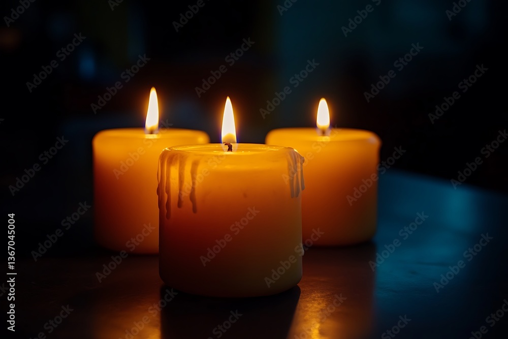 A set of flickering candles in a dark room, each representing a unique idea emerging from the shadows A set of flickering candles in a dark room, each representing a unique idea emerging from the shadows