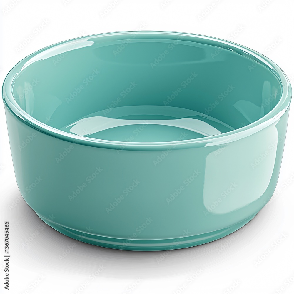 Teal ceramic bowl on white background. Empty, smooth surface, perfect for serving Teal ceramic bowl on white background. Empty, smooth surface, perfect for serving