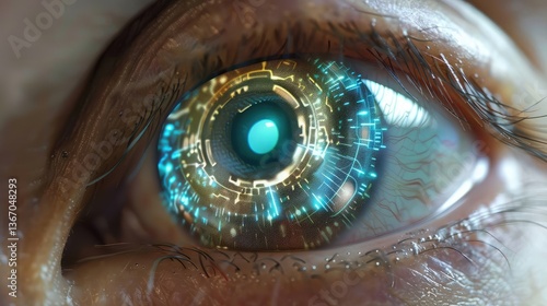 Futuristic Cybernetic Eye With Digital Interface