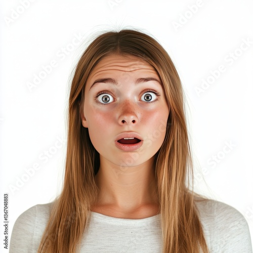 stunned girl with a frightened expression

