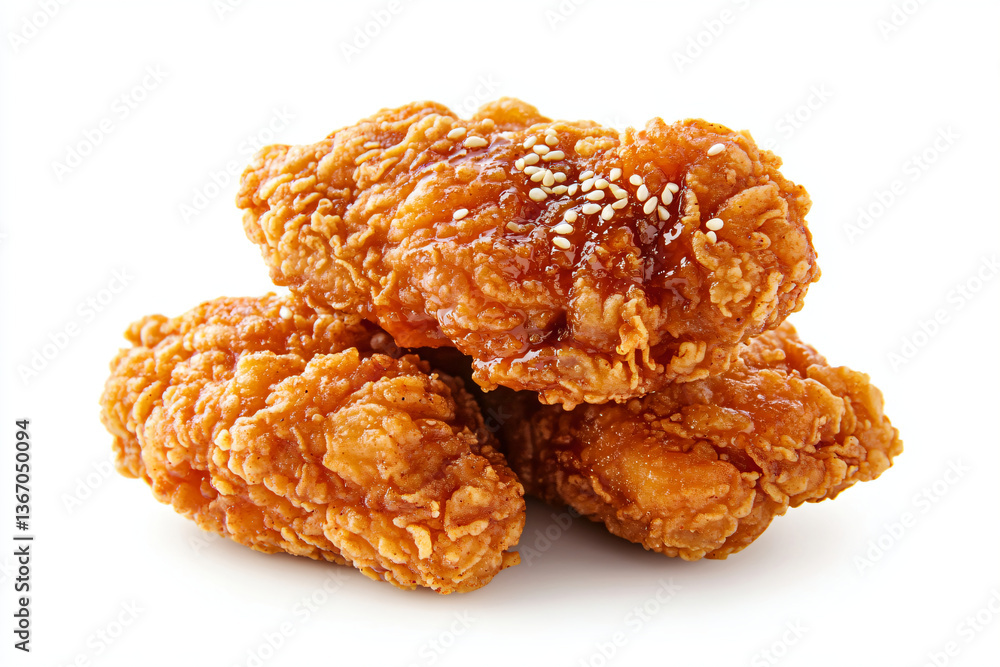 a pile of fried chicken with sesame seeds a pile of fried chicken with sesame seeds