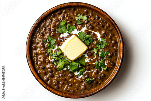 a bowl of beans and a block of butter