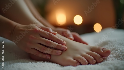 Wallpaper Mural Gentle foot massage for relaxation and spa wellbeing, with hands massaging a woman's foot Torontodigital.ca