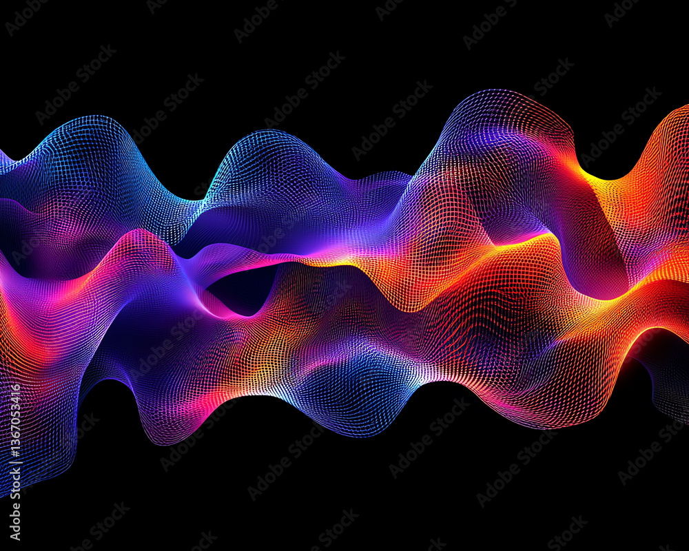 Fototapeta premium Vibrant waves of colorful digital abstraction.