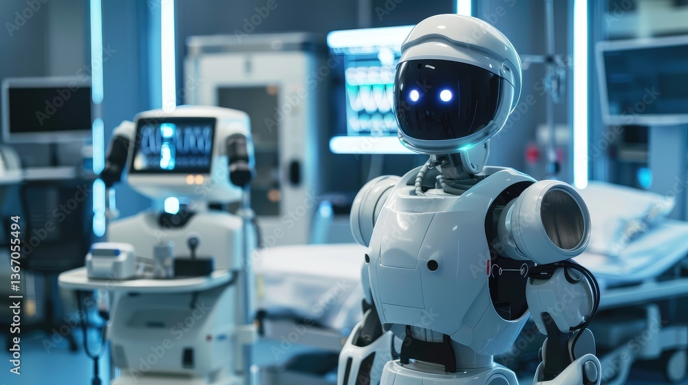 Advanced Medical Robot in a High-Tech Hospital Room Advanced Medical Robot in a High-Tech Hospital Room