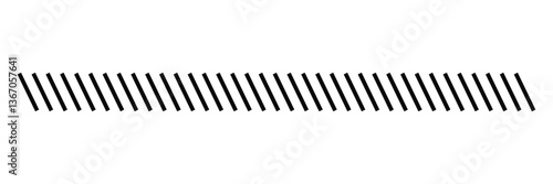 Slash line. Border with diagonal lines. Angle of tilt stripes. Black pattern of footer isolated vector on white background. EPS 10