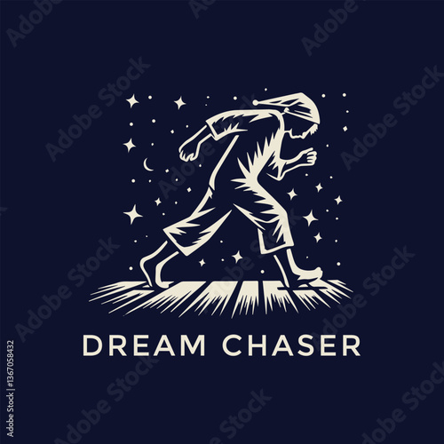 vector illustration of sleep walker chasing dreams
