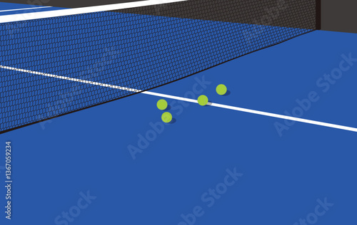 padel tennis court and a ball on the line. Padel background design vector
