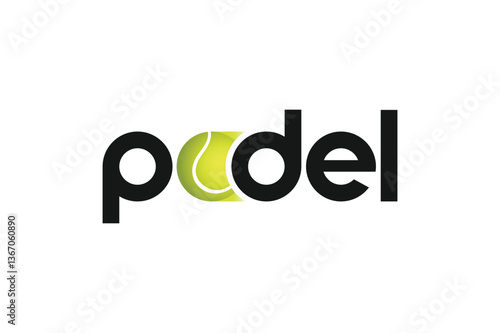 Padel logo, padel racket and ball logo design vector
