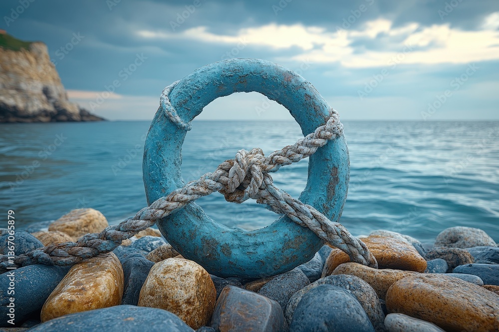 Fototapeta premium Symbol of the Sea Displayed in Tranquil Elegance, Capturing the Peaceful Essence of Marine Life in a Serene Outdoor Setting