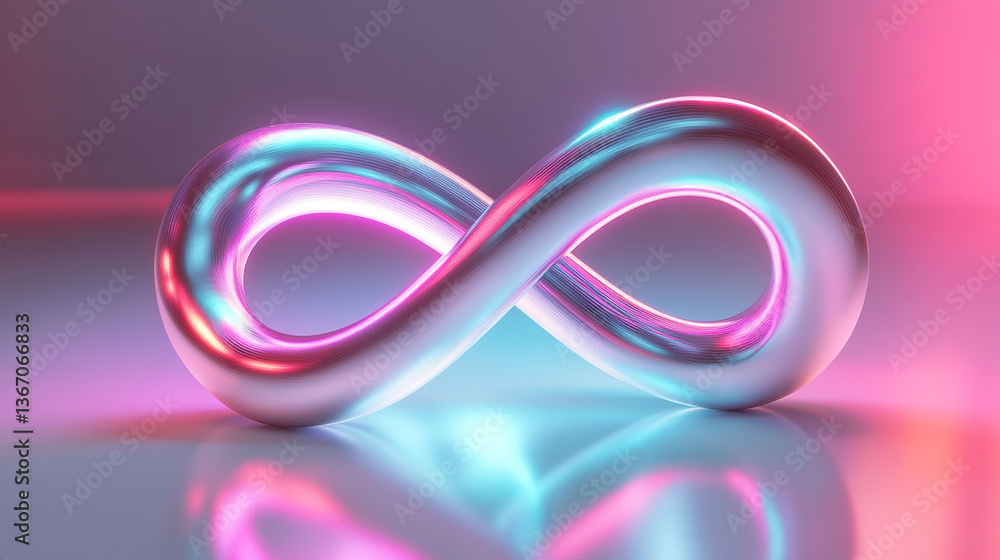 a sleek 3d fluid infinity loop glowing