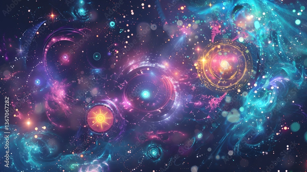 Fototapeta premium Enchanting Ethereal Cosmos Glowing Mystical Dreamscape with Sparkling Celestial Energies