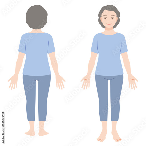 中年女性の全身イラスト
