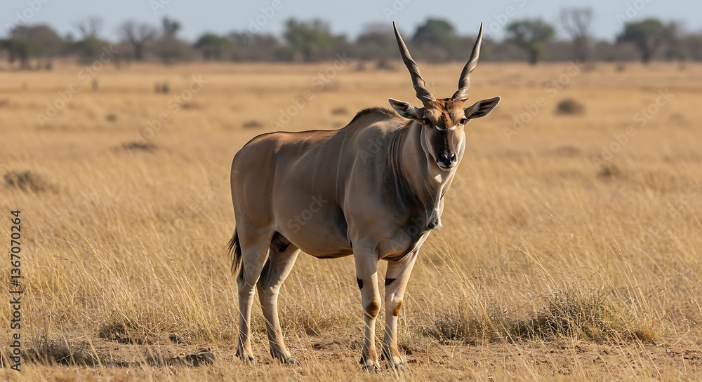Naklejka premium Majestic Eland Antelope in African Savanna