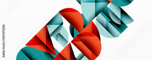 Abstract geometric pattern with intersecting circles and triangles in gradients. The high-contrast composition creates depth and a dynamic, modern aesthetic