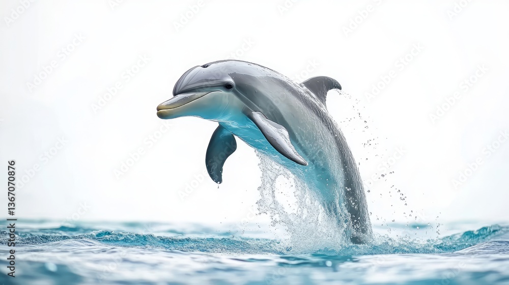 Obraz premium illustration of cute dolphin jumping into the water
