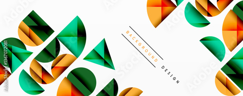 Abstract geometric pattern with intersecting circles and triangles in gradients. The high-contrast composition creates depth and a dynamic, modern aesthetic