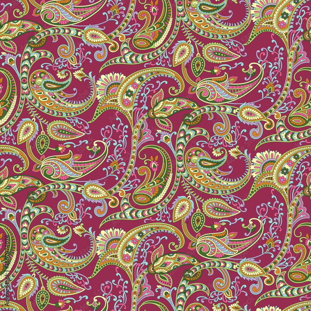 paisley seamless pattern on pink background paisley seamless pattern on pink background
