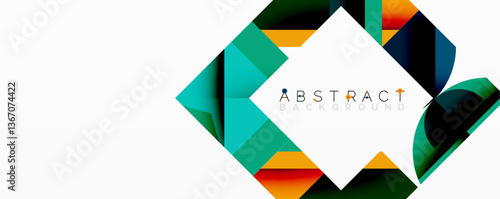 Abstract geometric artwork with interwoven angular and curved shapes, dynamic composition with smooth gradients and bold contrasts