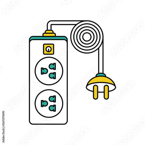 extension cord lineal color line icon with white background vector stock illustration