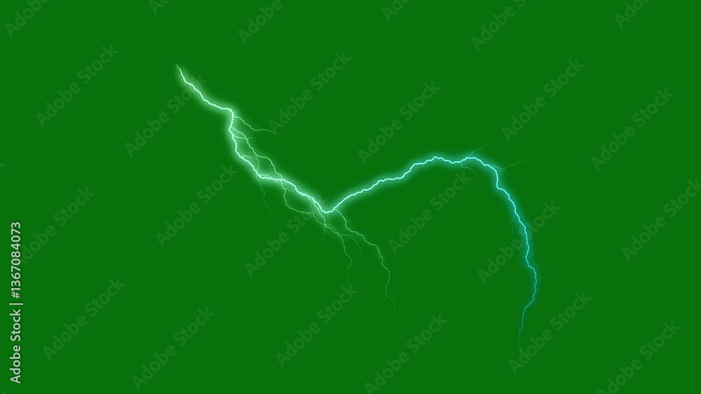 Lightning sparks on a green screen background