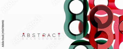 Abstract circle element composition with overlapping circular and tubular shapes featuring smooth gradients, transparency effects, and dynamic layering