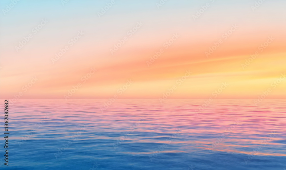 Fototapeta premium Serene Sea at Sunset with Gentle Pink and Blue Gradients Reflections