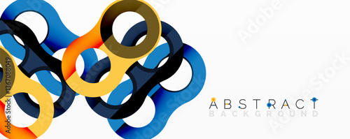 Abstract circle element composition with overlapping circular and tubular shapes featuring smooth gradients, transparency effects, and dynamic layering